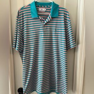 Southern Tide Striped Polo Shirt - Teal and Pink like new